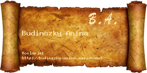 Budinszky Anina névjegykártya
